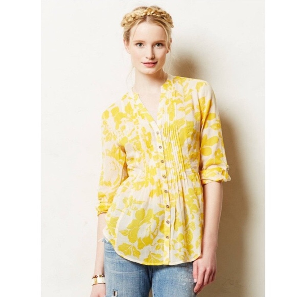 Anthropologie Maeve Pintuck Button Down